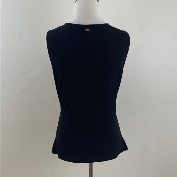 Calvin Klein Pleated Faux Wrap Black Blouse s - Picture 5 of 9
